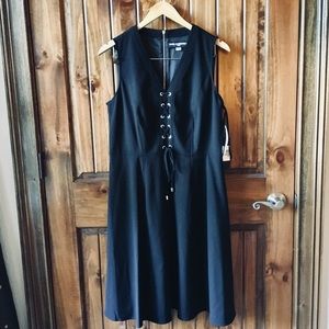 LBD Karl Lagerfeld Paris Lace Up Black Dress